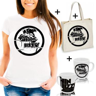 Imagem de Camiseta camisa Banda Thin Lizzy rock clássico + sacola ecobag + caneca
