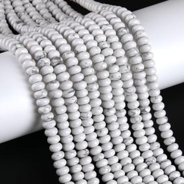 Imagem de 76 peças 5 x 8 mm Pedra Natural Howlita Turquesa Rondelle Espaçador Contas Soltas Abacus Disco Pedra Redonda Solta Contas de Pedra Preciosa para Fazer Joias Colar Pulseira DIY