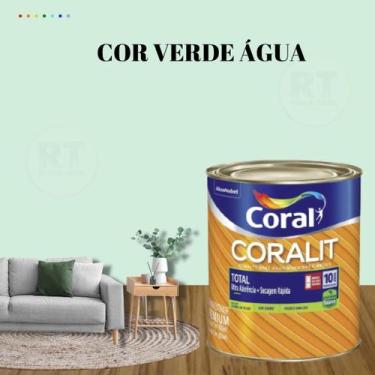 Imagem de Esmalte Sintético Base Água Coral Coralit 800ml Tinta Cor Verde Acetin