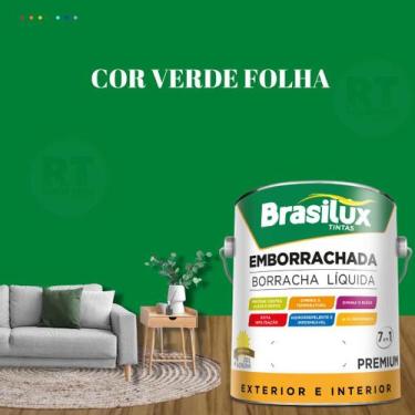 Imagem de Tinta Borracha Líquida Cor Verde Brasilux Para Parede 3,2l Acrílica La