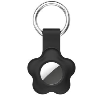 Imagem de Suporte de silicone para rastreador com alça – compatível com etiquetas de rastreamento Bluetooth – chaveiro seguro para bolsas, animais de estimação e crianças GonzRise (preto)