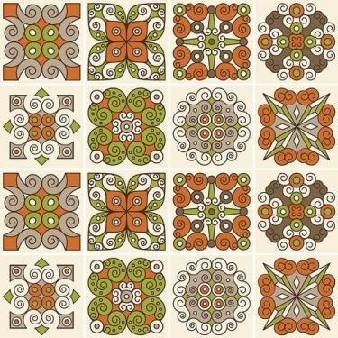 Imagem de Adesivo de Azulejo - Ladrilho Hidráulico - 20cm x 20cm - 16un - 362Azg