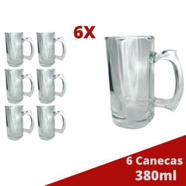 Imagem de 6 Caneca Vidro Grosso Congelável Cerveja e Chopp 380ML - PRATICASA, 0 