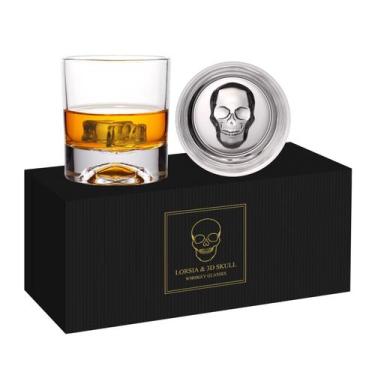 Imagem de Copos de uísque LORSIA Hand Blown Crystal Skull 300 ml, conjunto de 2