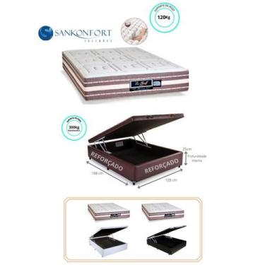 Imagem de Conjunto Cama Box Baú Casal Viúva + Colchão Sankonfort Le Griff  Molas