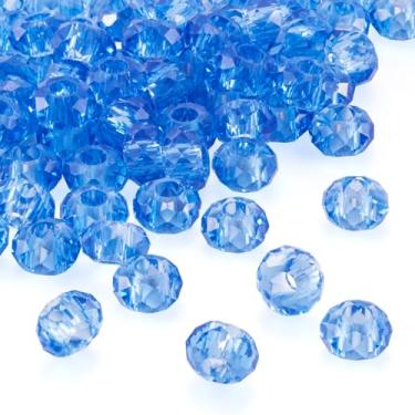 Imagem de Spritewelry 100 peças de contas de vidro azuis com furo grande contas europeias de 14 mm contas de cristal Rondelle de vidro facetado para artesanato DIY pulseira colar brinco