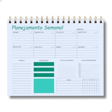 Imagem de Planner Semanal Permanente 25x18cm | 50 Folhas (50 Semanas) – Organizador Não Datado de Tarefas e Rotina com Espiral | Produtividade para Escritório, Estudos e Casa | Capa Transparente (Verde água)