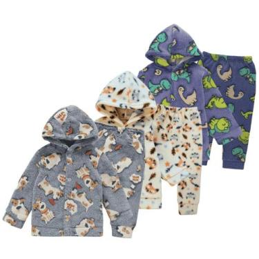 Imagem de Kit 3 Conjuntos Moletom Soft Bebê Inverno Feminino Masculino - Koala B