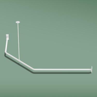 Imagem de Naiture varão de cortina de chuveiro neo-angular de alumínio com suporte de teto, 46 x 66 x 91 cm (tamanho da parede do equivalente: 137 cm x 91 cm), branco brilhante
