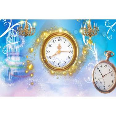 Imagem de Painel De Lona Relógio Cinderela - Fabrika de Festa, 300x200cm