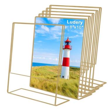 Imagem de Porta-retratos Ludery 8x10 dourado acrílico sem moldura (pacote com 6)