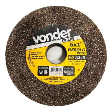 Imagem de Rebolo Reto 6'' X 1'' Grão 24 Marrom Vonder - 12.59.610.024