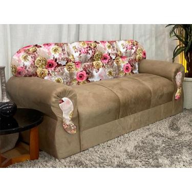 Imagem de Sofás 3 Lugares Encanto Beleza e Praticidade - Alpoim, Bege C/Floral