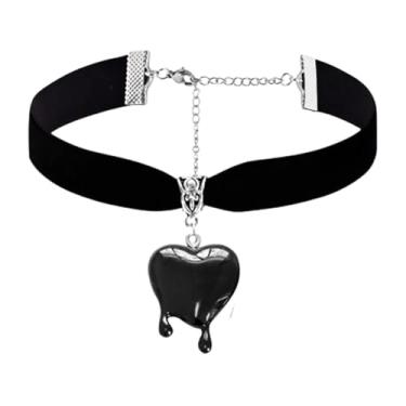 Imagem de PINK TOWN Colar gargantilha vitoriana de veludo gótico, vintage Stardust, cristal, camafeu, gótico, roxo/vermelho/preto, colar punk satanás, demônio, joia de Halloween para mulheres, Large, Zinco