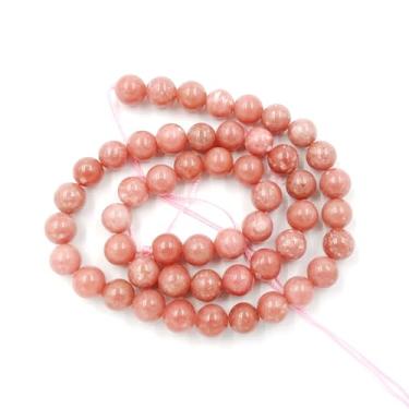 Imagem de Malahill Contas de pedra natural para fazer joias, contas soltas com cordão elástico para fazer colar de pulseira, contas de rodocrosita AAA de 6 mm