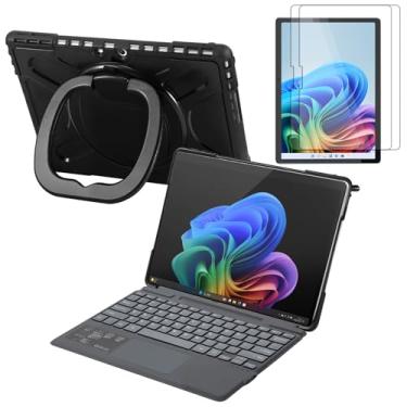 Imagem de Capa para Surface Pro 11 com teclado, protetor de tela 33.0 cm 2025, capa à prova de choque para Microsoft Surface Pro 9/10/11 com aderência/suporte giratório, capa tipo touchpad sem fio para teclado