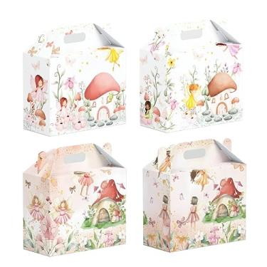 Imagem de 16 caixas de lembrancinhas de festa de fadas - caixas de papel de presente de fadas de flores, decorações temáticas de fadas florais para presentes de aniversário, suprimentos de decoração