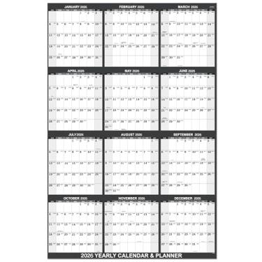 Imagem de Calendário de parede anual 2026 - calendário de parede 2026, agenda de parede anual com data juliana, de janeiro de 2026 a dezembro de 2026, papel grosso, vertical, 58 cm x 87 cm (aberto) - cinza