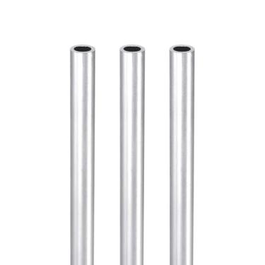 Imagem de DTGN Tubo redondo de alumínio de 25 x 0,8 x 0,6 cm (CxODxID) - Pacote com 3 - Bom para artesanato DIY - Tubo reto de alumínio 6063 - Prata
