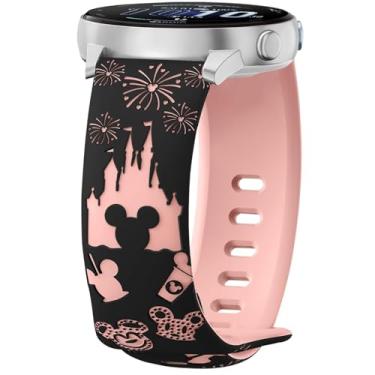 Imagem de CeiLarv Pulseira de relógio de 20 mm para Garmin Vivoactive 6/Vivoactive 5/Forerunner 165 Music/Vivomove Trend/Approach S44/Approach S50, pulseira de silicone respirável e confortável - preta e rosa