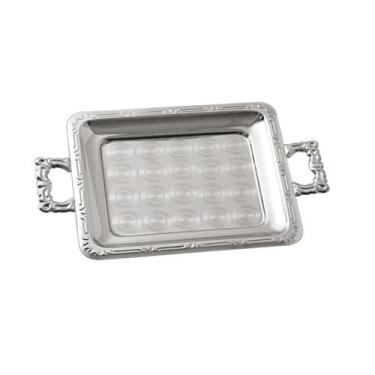 Imagem de Bandeja Clássica Pequena Para Servir Café Chá Aço Inox - Pantheon Inox