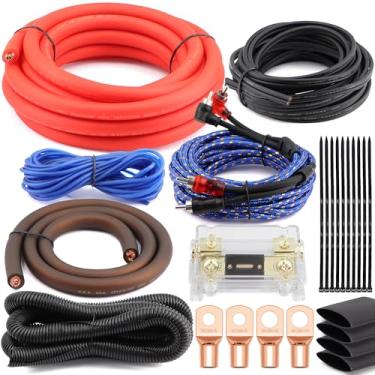 Imagem de Kit completo de fiação de amplificador OFC calibre 1/0 (0 AWG) – Kit de instalação de amplificador de áudio automotivo de alta potência de 6000W, fio de energia de cobre puro resistente, acessórios