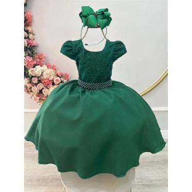 Imagem de Vestido Infantil Verde Militar com Renda para Festas - no-brand, 14
