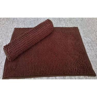 Imagem de Tapete de Banheiro Bolinha Microfibra Marrom 38x58cm