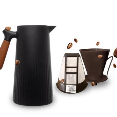 Imagem de Kit Bule Garrafa Térmica Com Suporte E Filtro Para Café - Med Utilidad