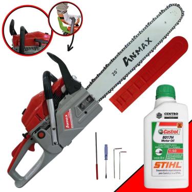Imagem de Motor Serra À Gasolina Anmax CS5800A 58cc 3HP de Potência 11.000rpm Motor 2T Motosserra Profissional Sabre 20’` Para Desdobra de Madeira + ÓLEO STIHL
