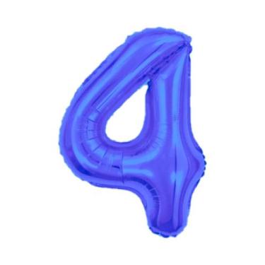 Imagem de Balão De Número Grande Azul Metalizado 40cm - PartiuFesta, 4