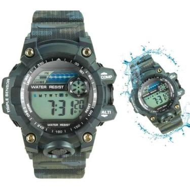 Imagem de Relogio Prova Dagua Digital Infantil Camuflado Silicone Data - Orizom