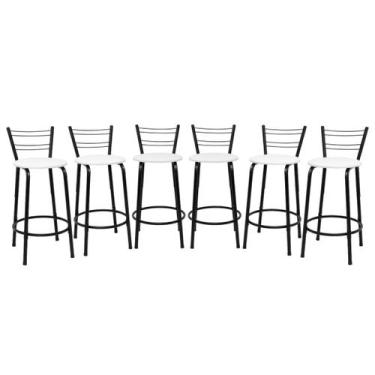 Imagem de Kit 6 Banco Para Balcão Ilha Bistrô Banqueta Flórida Preta 60cm Bar Co