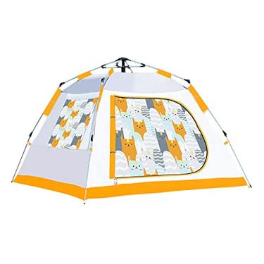 Imagem de zxb-shop Barraca de acampamento automática para 3 a 4 pessoas, uma porta e três janelas, barraca de cúpula à prova d'água de camada dupla, barraca grande para família, abrigo solar