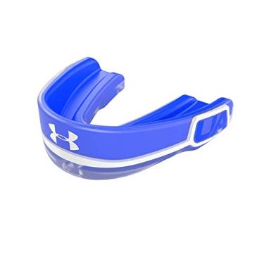 Imagem de Under Armour Gameday Pro protetor bucal para futebol, lacrosse, basquete, hóquei, boxe etc. Protetor bucal esportivo. Inclui alça de capacete removível. Juvenil e adulto. Protectar Bucal, Azul, Youth