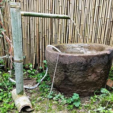 Imagem de FTOQWZXV Fonte de água de bambu com bomba, fonte solar Feng Shui Zen, decoração de paisagismo de água de jardim, para interior e exterior, B, 78,7 cm, criatividade