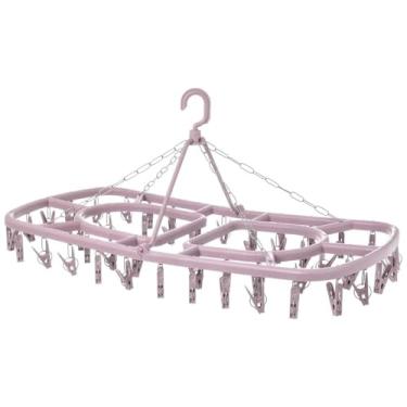 Imagem de Varal Roupa Intima, Varal Dobravel Roupa Intima, 48 Prendedores Resistente Dobravel Pronta, 42×42cm(Rosa)