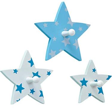 Imagem de Cabide de parede em forma de estrela, suporte de chave de parede criativo, gancho de quarto de desenho animado, prateleira de armazenamento minimalista moderna, para chapéus e lenços (cor