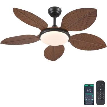 Imagem de Ventilador de teto Wiviniya Tropical 48 polegadas com luzes e controle