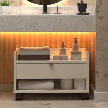 Imagem de Gabinete Armário Para Banheiro Prisma Com Uma Gaveta Nicho E Rodízios 