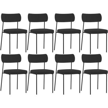 Imagem de Kit 08 Cadeiras Estofadas Para Sala De Jantar Melina L02 Suede Preto - Lyam Decor