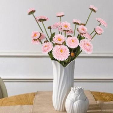 Imagem de INSUNSIX 8 peças de flores artificiais de crisântemo para decoração de casa (rosa claro)