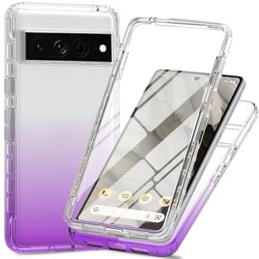 Imagem de Capa transparente de proteção total de 360° com protetor de tela integrado para Google Pixel 8 Pro, capa fina de TPU e PC, bordas elevadas, aderência antiderrapante, design de camada dupla à prova de