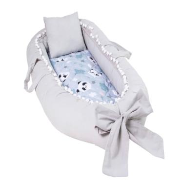 Imagem de Ninho Redutor de Berço Para Bebê com Travesseiro Menina Menino (Panda Azul)