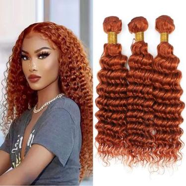 Imagem de Pacotes de cabelo Hiaplame Laranja Escuro 30-40cm Brazilian Remy