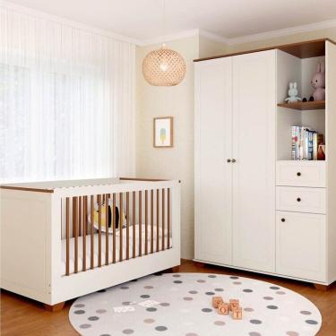 Imagem de Quarto de Bebê Completo Berço Evolutivo e Guarda-roupa Ananda Casatema Madeiraoriginals Off White/Mel