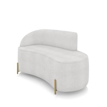 Imagem de Sofá 2 Lugares Orgânico 140cm Pé Dourado Morgan Bouclê Cinza D03 - D'Rossi