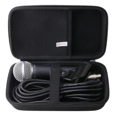 Imagem de WAIYUCN Estojo rígido compatível com microfone dinâmico Shure SM58 Pro XLR/PGA48/BETA 58A/PGA58/KSM8 cardioide microfone vocal dinâmico, capa com vários modelos de microfones da marca Shure