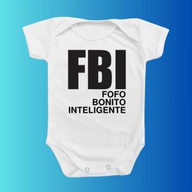 Imagem de Roupinha Body de Bebê Temático Frase FBI Fofo Bonito Inteligente Menin