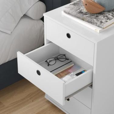 Imagem de Mesa de Cabeceira Gaveteiro Multiuso Quarto Escritorio Classic(Branco)